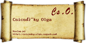 Csicsáky Olga névjegykártya